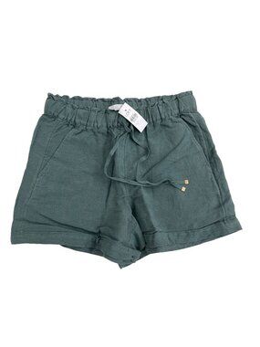 Loft Linen Blend Shadow Leaf Shorts Drawstring Waist